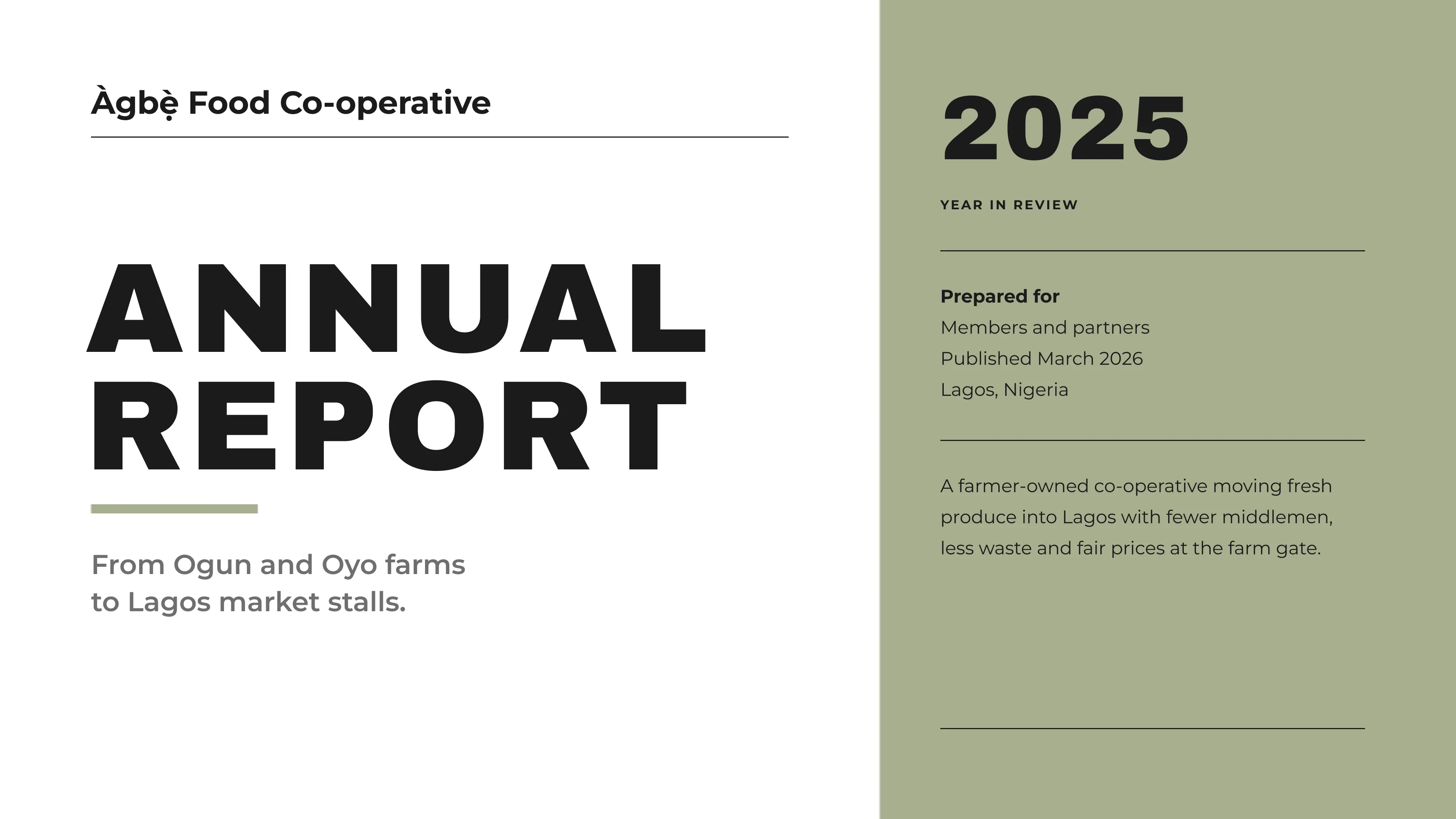 Àgbẹ̀ Co-op Report: cover